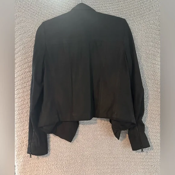Alice + Olivia Black Suede Cropped Jacket . SZ 6 - Picture 2 of 5